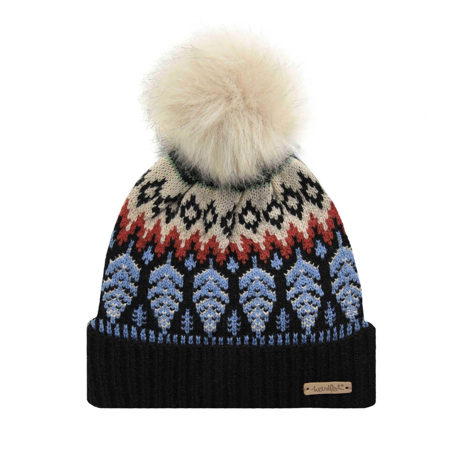 Midnight - Front - Weird Fish Keara Fair Isle Bobble Beanie