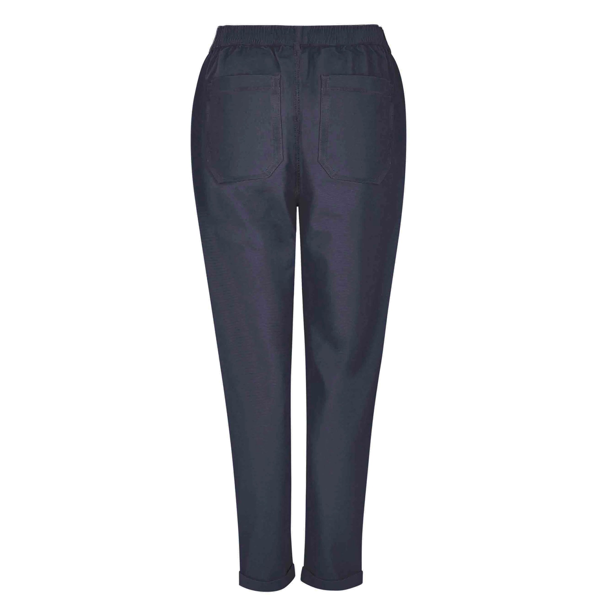 Navy - Back - Weird Fish Womens-Ladies Malorri Organic Cotton Trousers