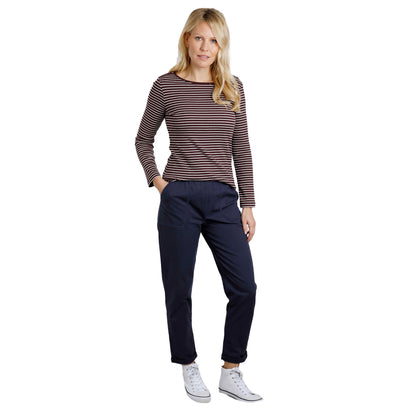 Navy - Side - Weird Fish Womens-Ladies Malorri Organic Cotton Trousers