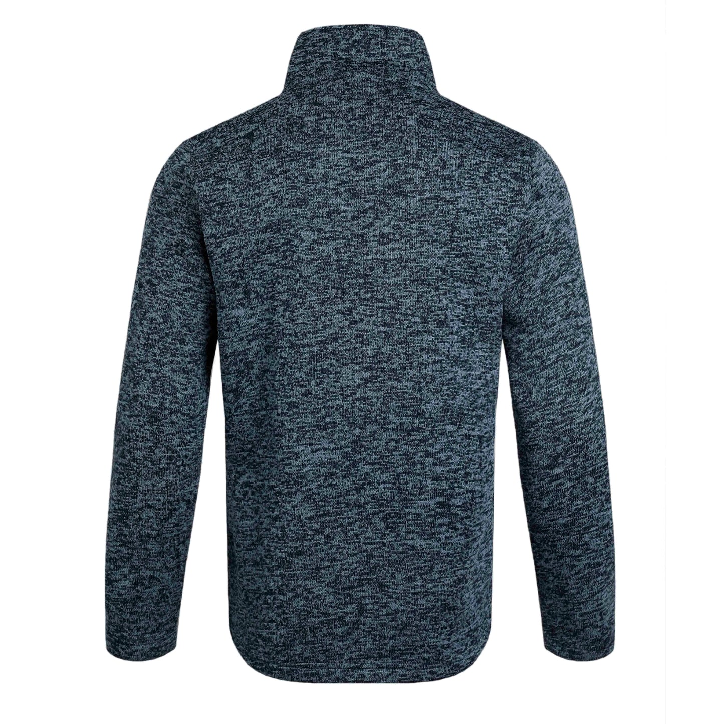 Navy - Back - Weird Fish Mens Seataller Knitted Recycled Polyester Button Neck Fleece Top