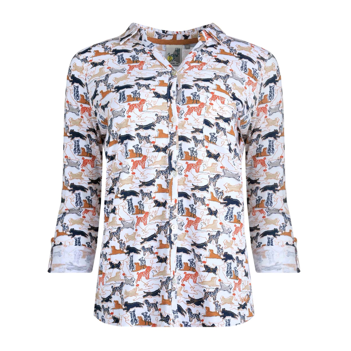 Light Cream - Front - Weird Fish Womens-Ladies Ginny Printed Jersey Organic Shirt