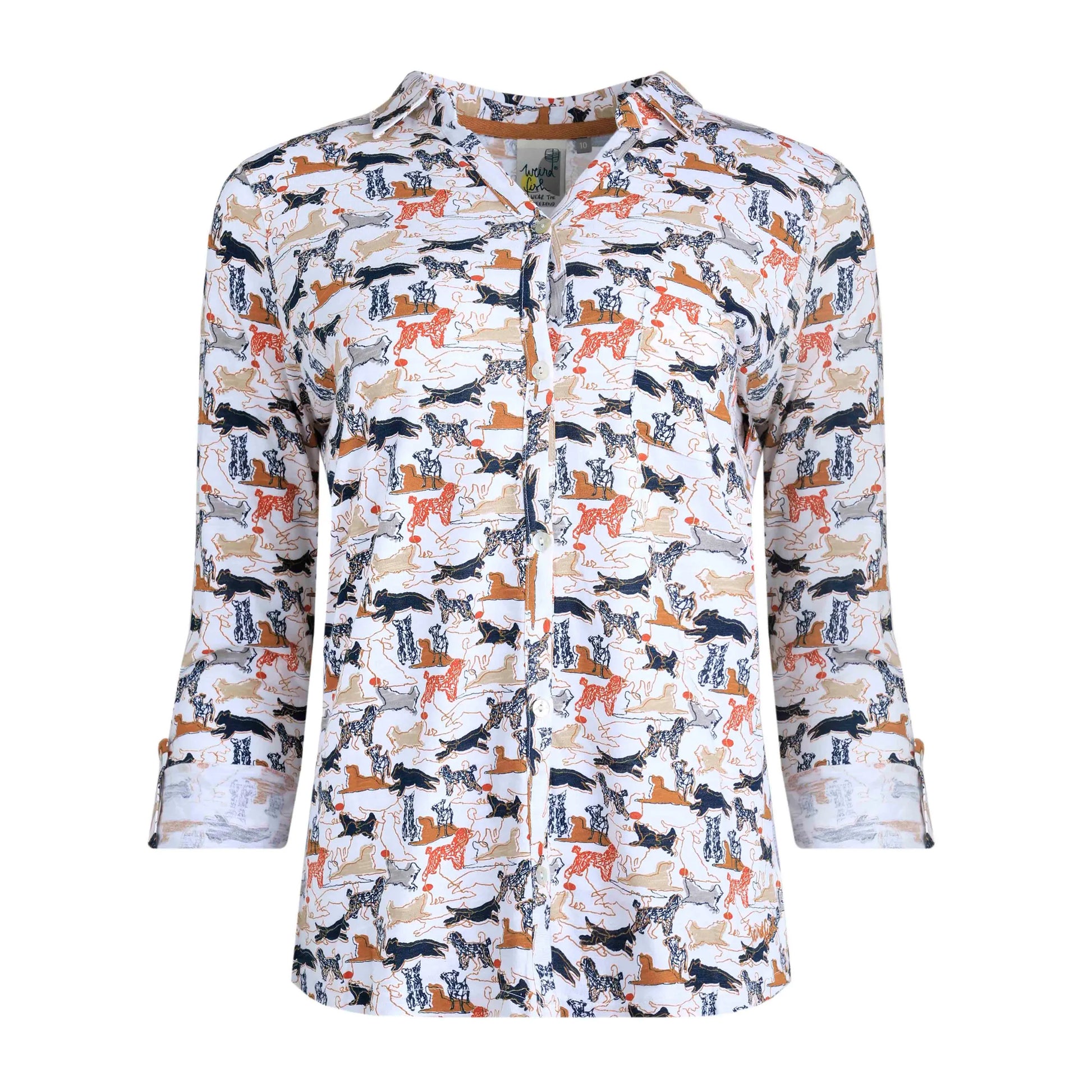 Light Cream - Front - Weird Fish Womens-Ladies Ginny Printed Jersey Organic Shirt