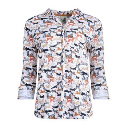 Light Cream - Front - Weird Fish Womens-Ladies Ginny Printed Jersey Organic Shirt