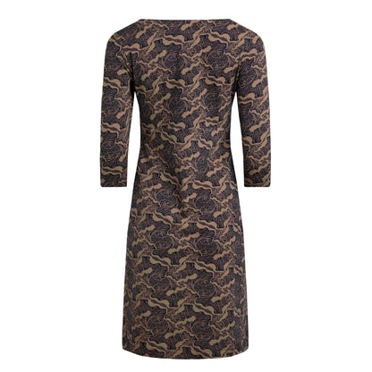 Tan - Back - Weird Fish Womens-Ladies Starshine Abstract Organic Cotton Dress
