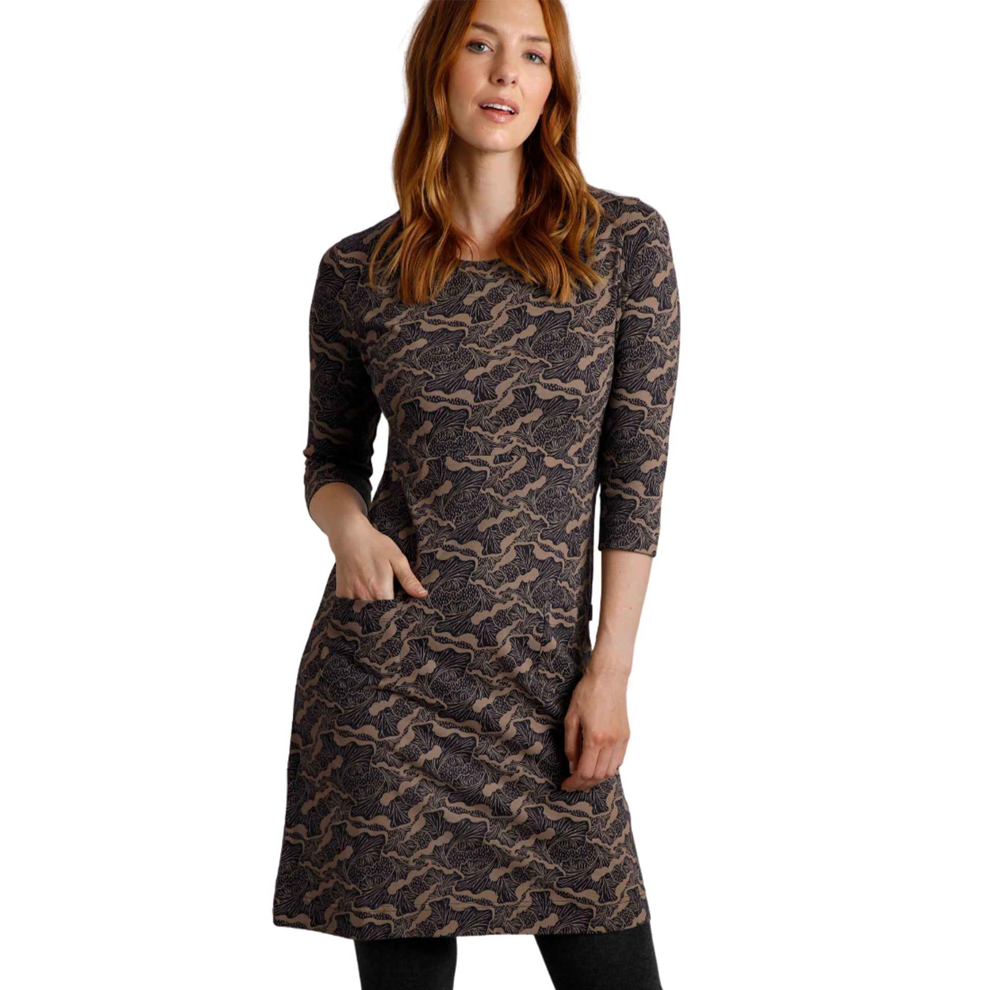 Tan - Side - Weird Fish Womens-Ladies Starshine Abstract Organic Cotton Dress