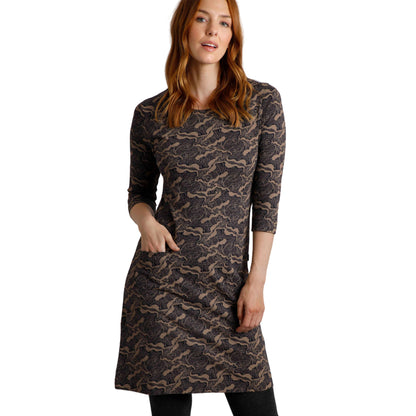 Tan - Side - Weird Fish Womens-Ladies Starshine Abstract Organic Cotton Dress