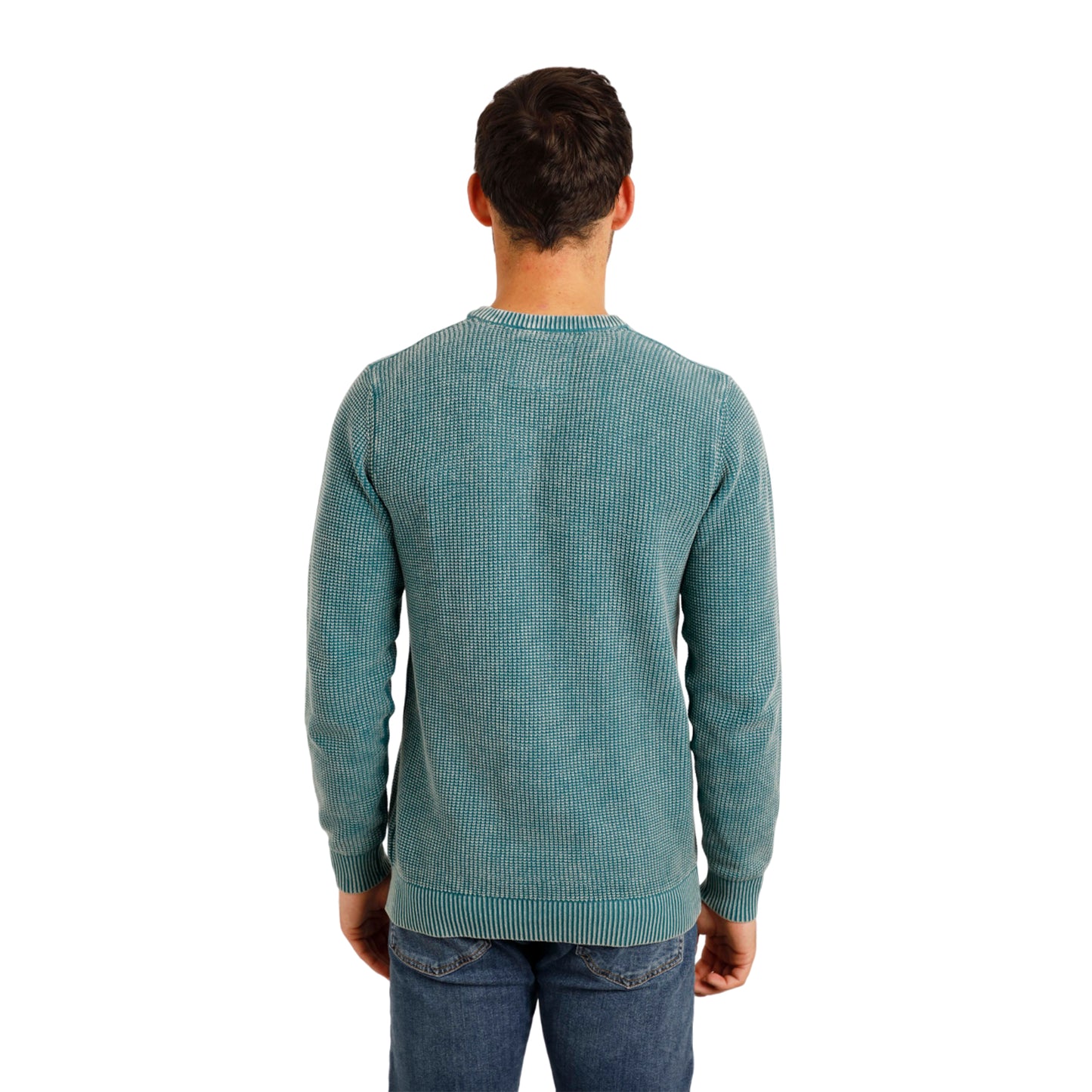 Ensign Blue - Lifestyle - Weird Fish Mens Easton Waffle Crew Neck Jumper