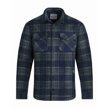 Navy - Front - Weird Fish Mens Tyburn Checked Fleece Shirt Jacket