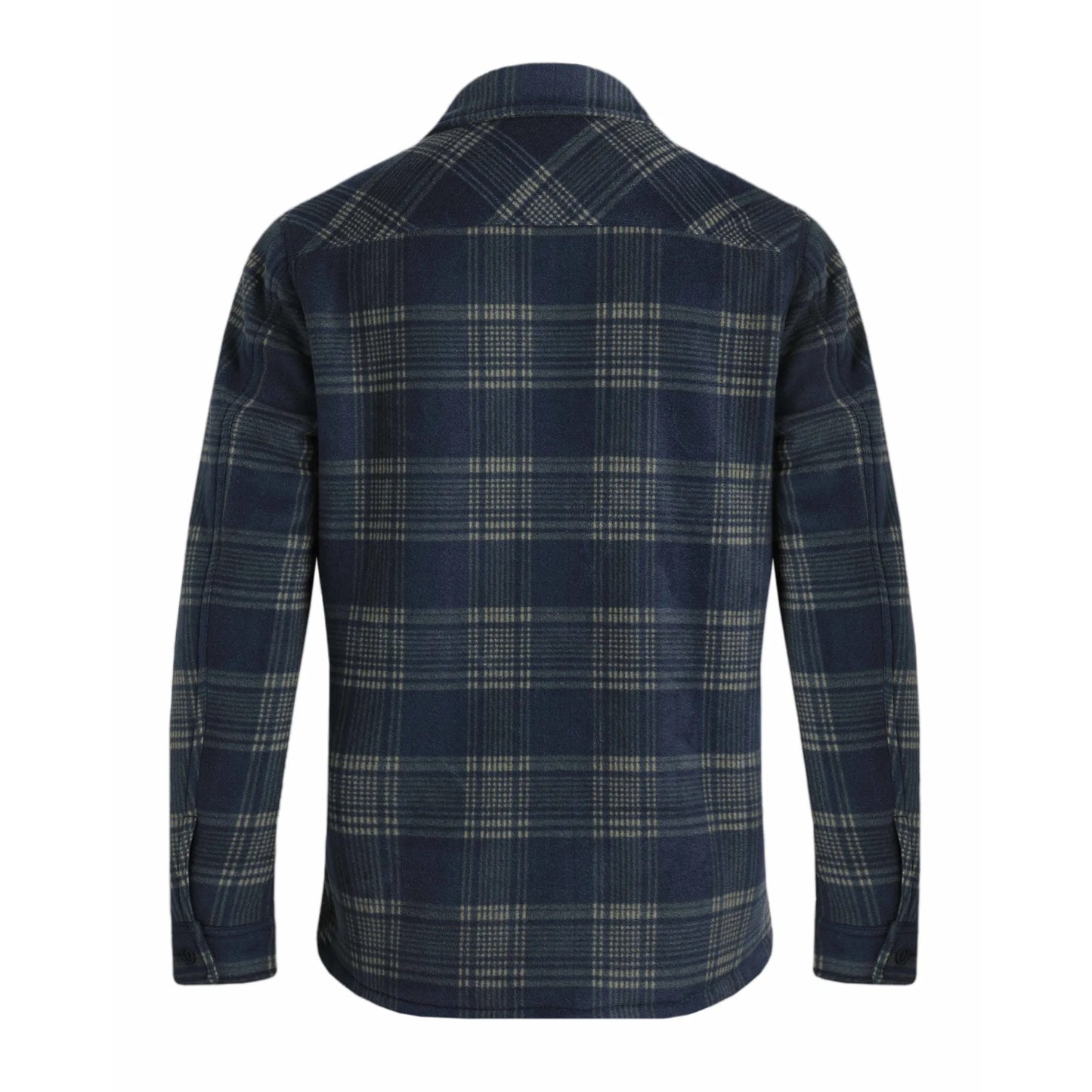 Navy - Back - Weird Fish Mens Tyburn Checked Fleece Shirt Jacket