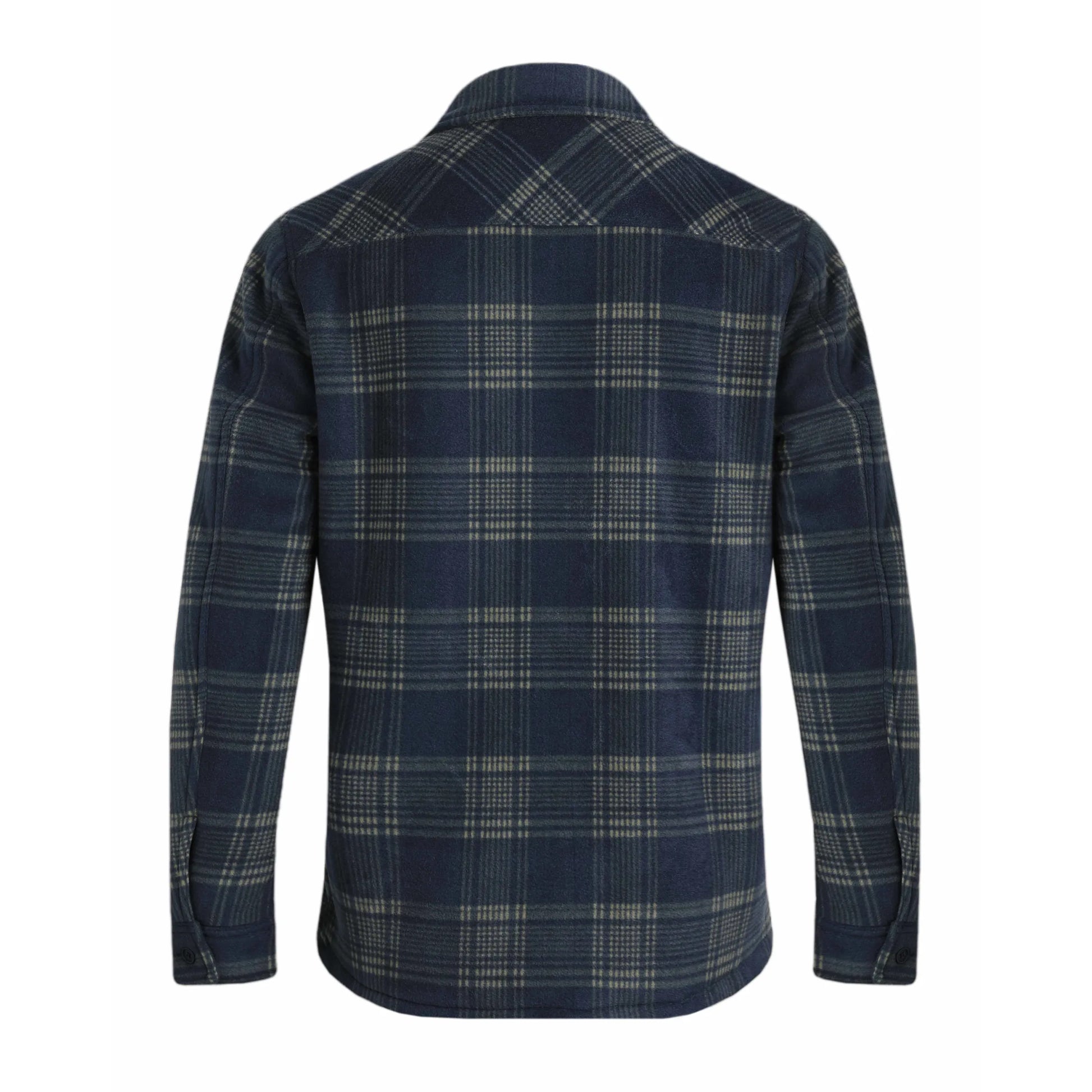 Navy - Back - Weird Fish Mens Tyburn Checked Fleece Shirt Jacket