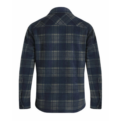 Navy - Back - Weird Fish Mens Tyburn Checked Fleece Shirt Jacket