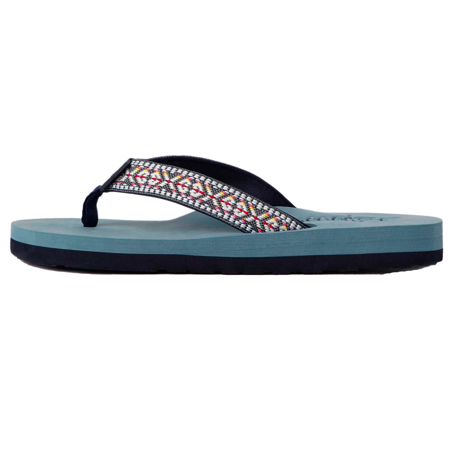 Navy - Side - Weird Fish Womens-Ladies Adila Braided Flip Flops