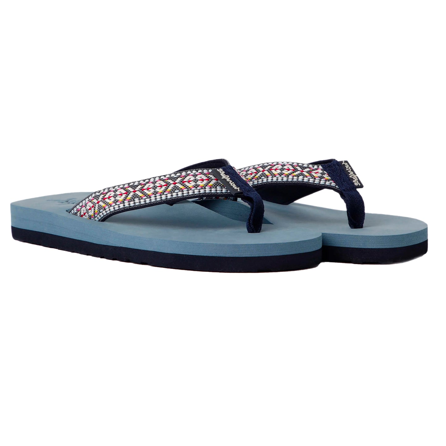 Navy - Front - Weird Fish Womens-Ladies Adila Braided Flip Flops