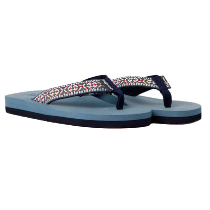 Navy - Front - Weird Fish Womens-Ladies Adila Braided Flip Flops