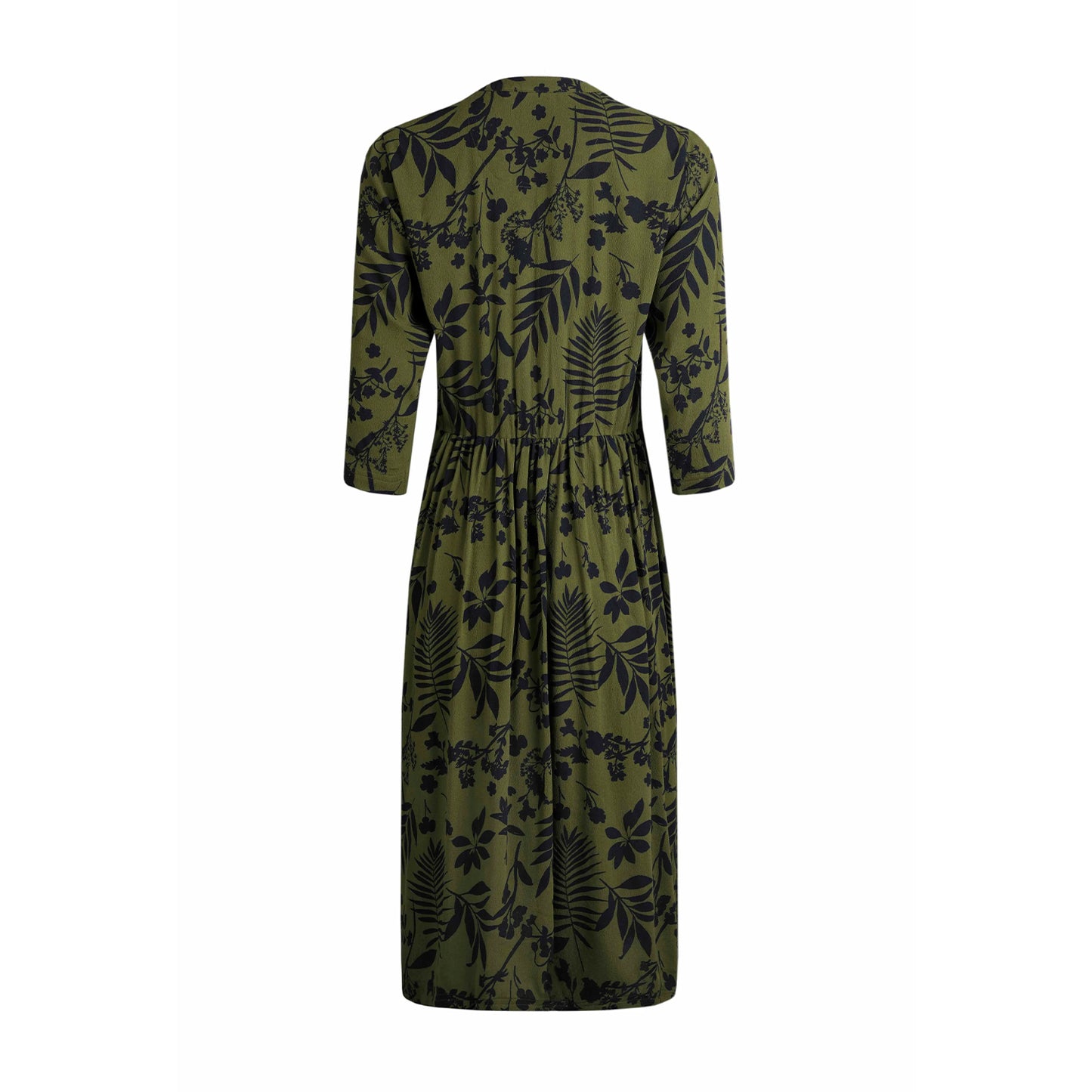 Olive Green - Back - Weird Fish Womens-Ladies Hellen Floral EcoVero Tiered Midi Dress