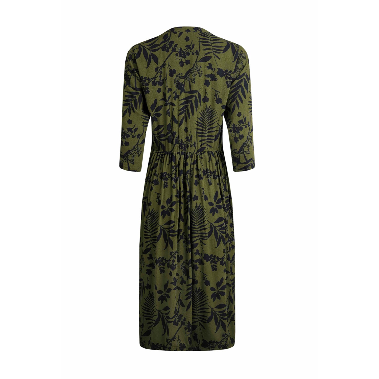 Olive Green - Back - Weird Fish Womens-Ladies Hellen Floral EcoVero Tiered Midi Dress
