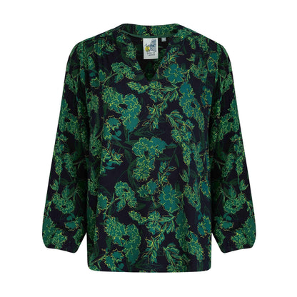 Night Blue - Front - Weird Fish Womens-Ladies Louizon Printed EcoVero Top