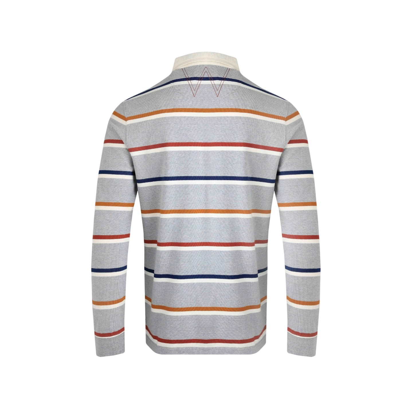 Grey Marl - Back - Weird Fish Mens Laxton Striped Organic Long-Sleeved Rugby Shirt