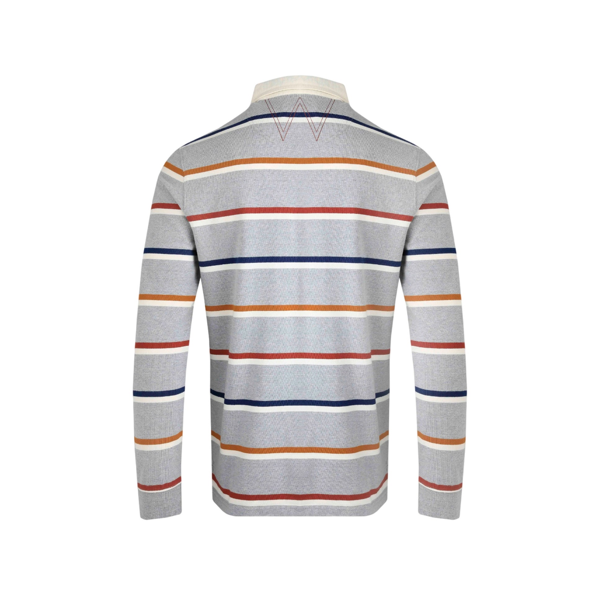 Grey Marl - Back - Weird Fish Mens Laxton Striped Organic Long-Sleeved Rugby Shirt