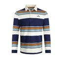 Dark Blue - Front - Weird Fish Mens Laxton Striped Organic Long-Sleeved Rugby Shirt