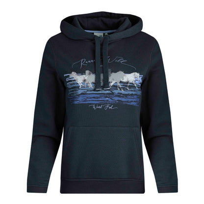 Navy - Front - Weird Fish Womens-Ladies Topaz Horse Eco Friendly Pullover Hoodie
