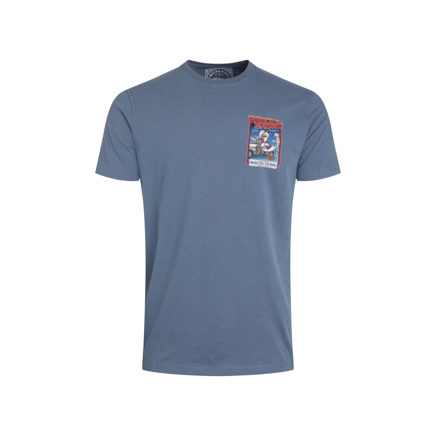 Mid Blue - Front - Weird Fish Mens Quack to the Future RSPB Collaboration T-Shirt