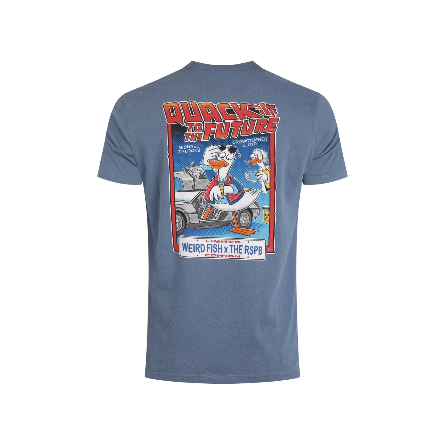 Mid Blue - Back - Weird Fish Mens Quack to the Future RSPB Collaboration T-Shirt