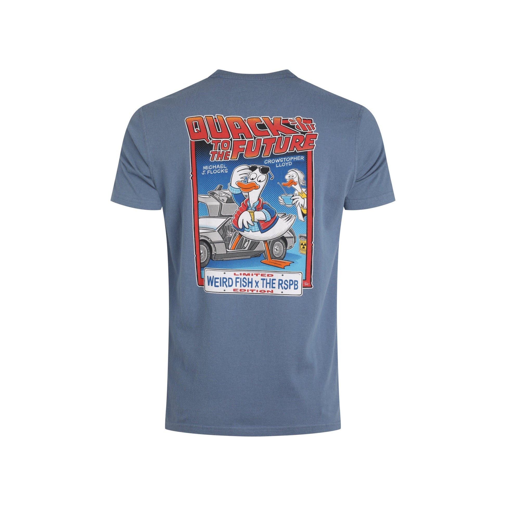 Mid Blue - Back - Weird Fish Mens Quack to the Future RSPB Collaboration T-Shirt
