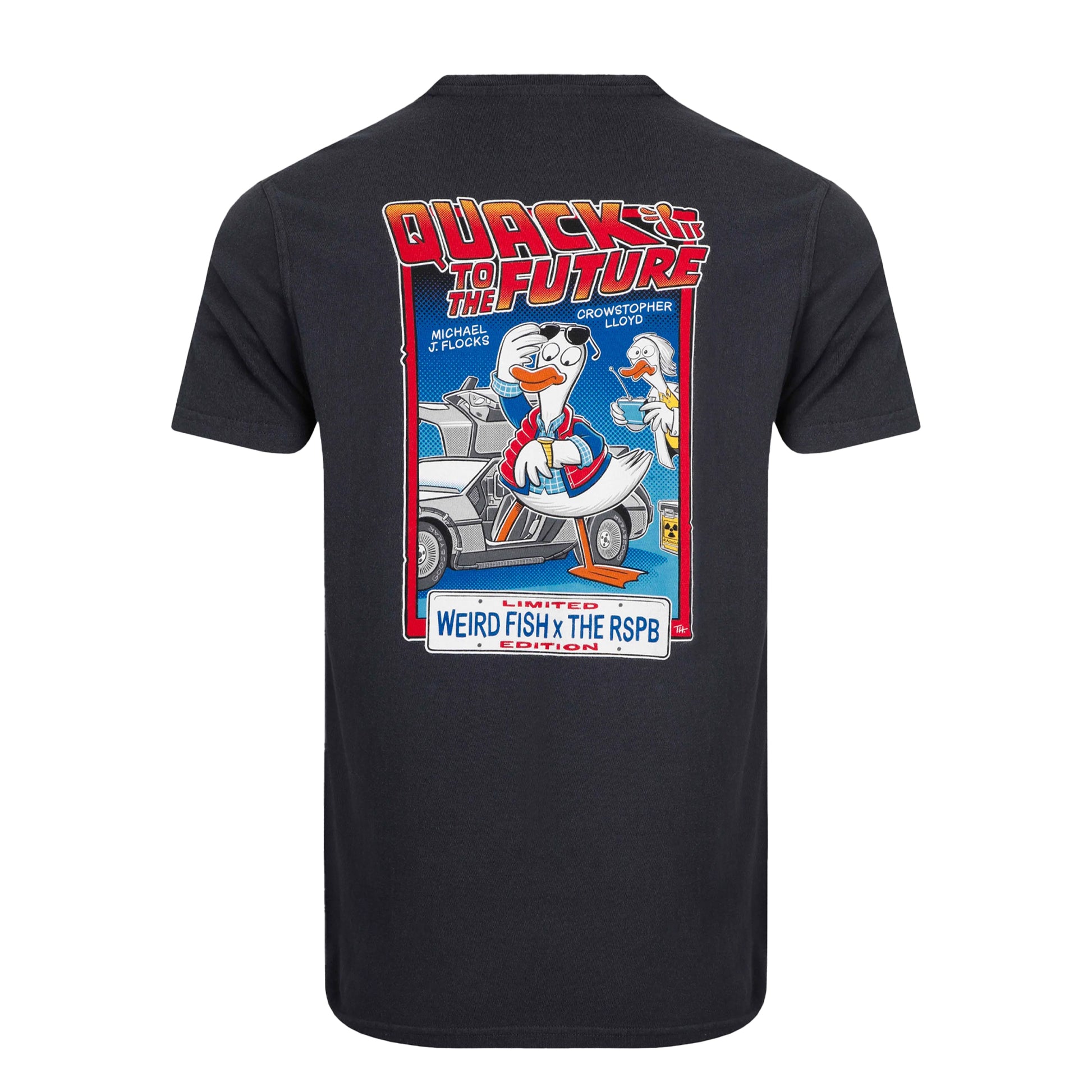Navy - Back - Weird Fish Mens Quack to the Future RSPB Collaboration T-Shirt