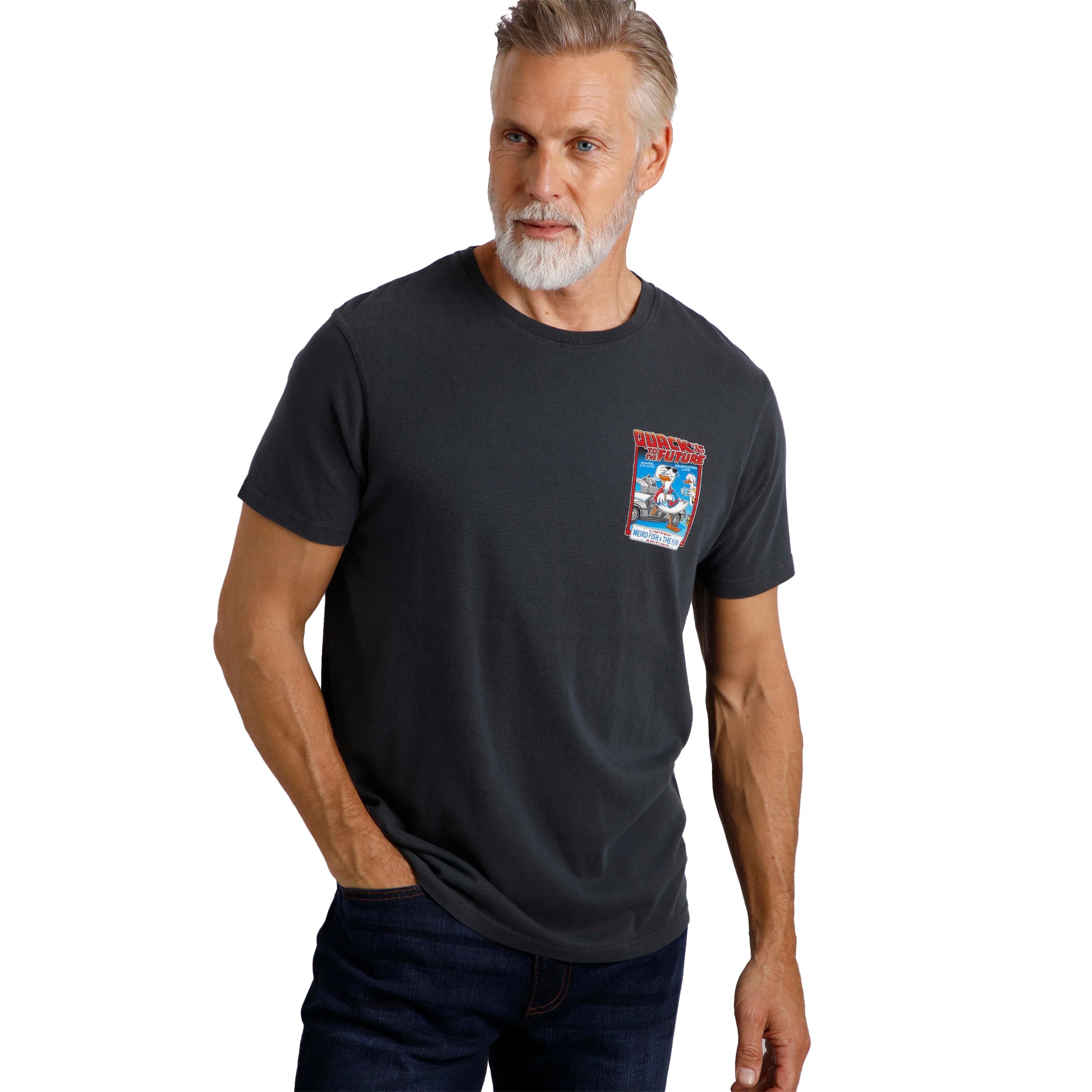Navy - Side - Weird Fish Mens Quack to the Future RSPB Collaboration T-Shirt