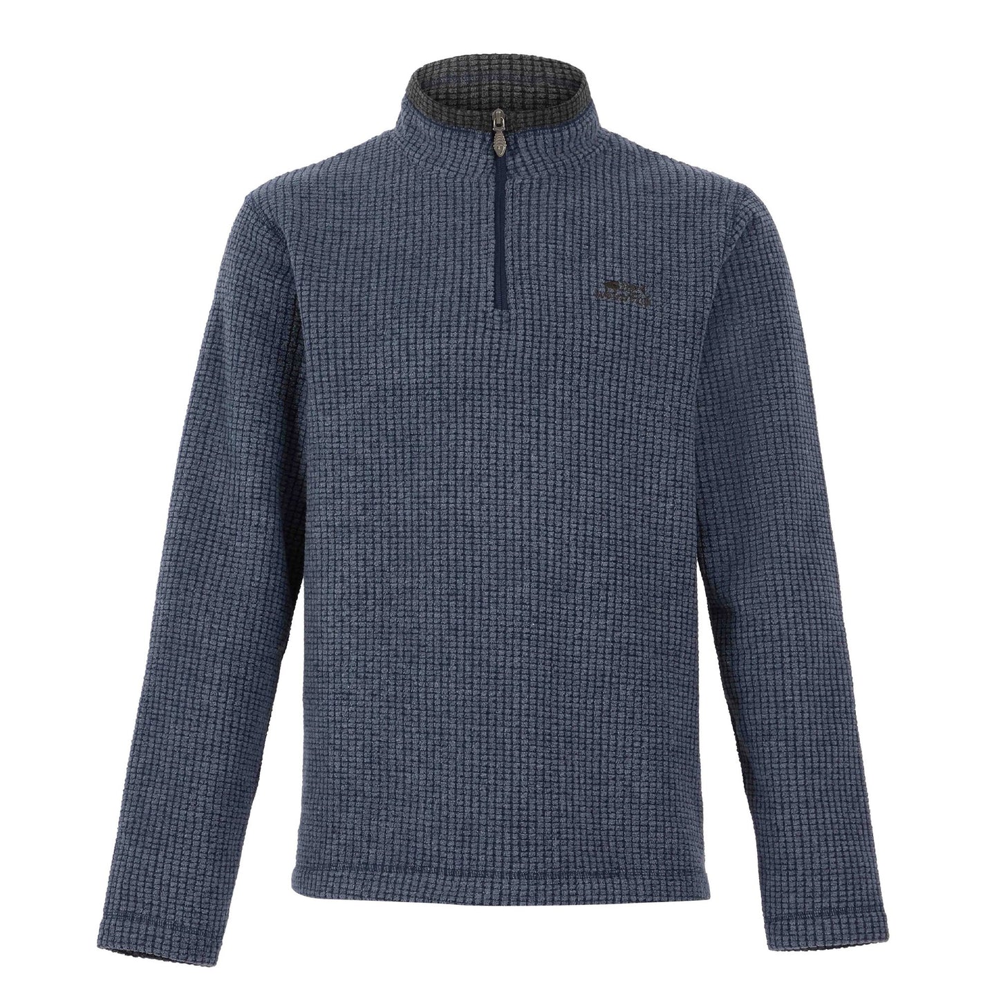 Navy - Front - Weird Fish Mens Newark Grid Eco Friendly Quarter Zip Fleece Top