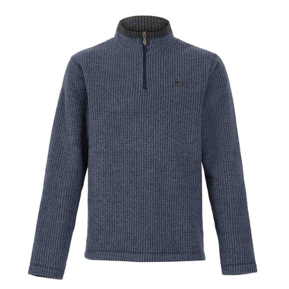 Navy - Front - Weird Fish Mens Newark Grid Eco Friendly Quarter Zip Fleece Top
