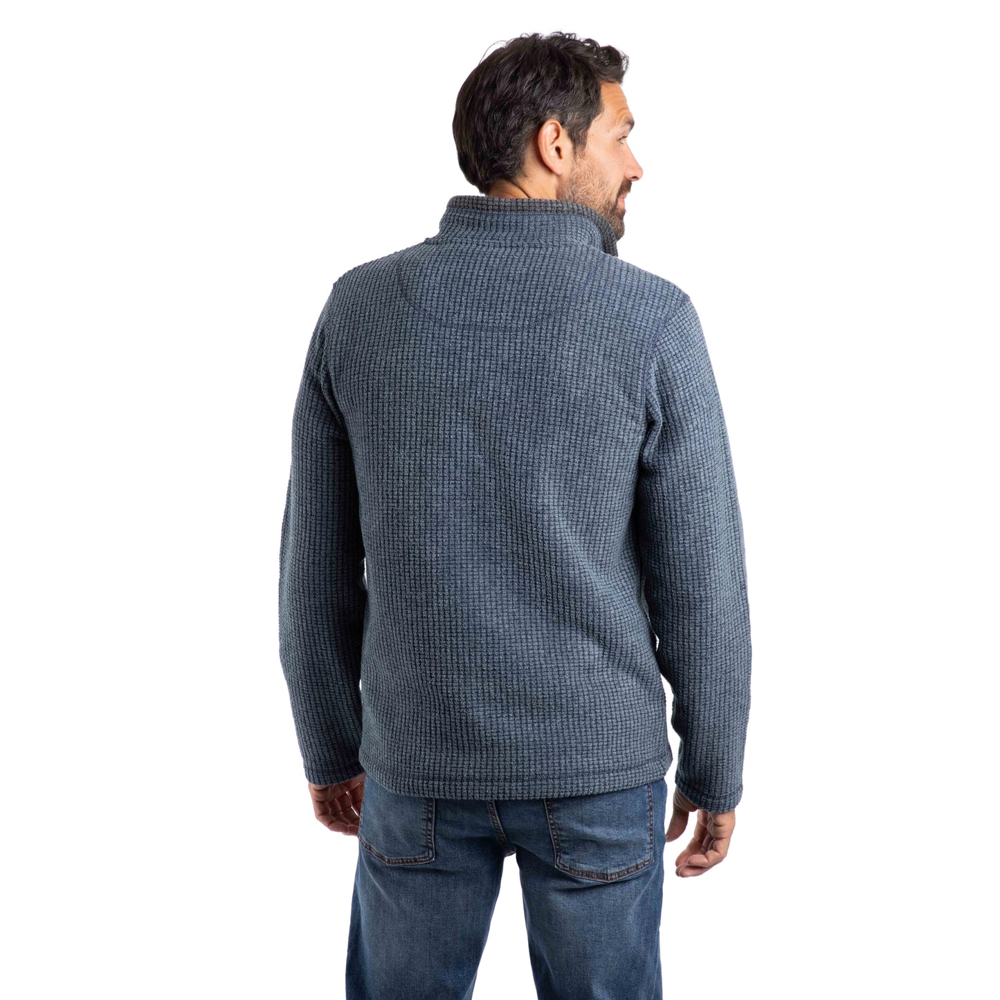 Navy - Lifestyle - Weird Fish Mens Newark Grid Eco Friendly Quarter Zip Fleece Top