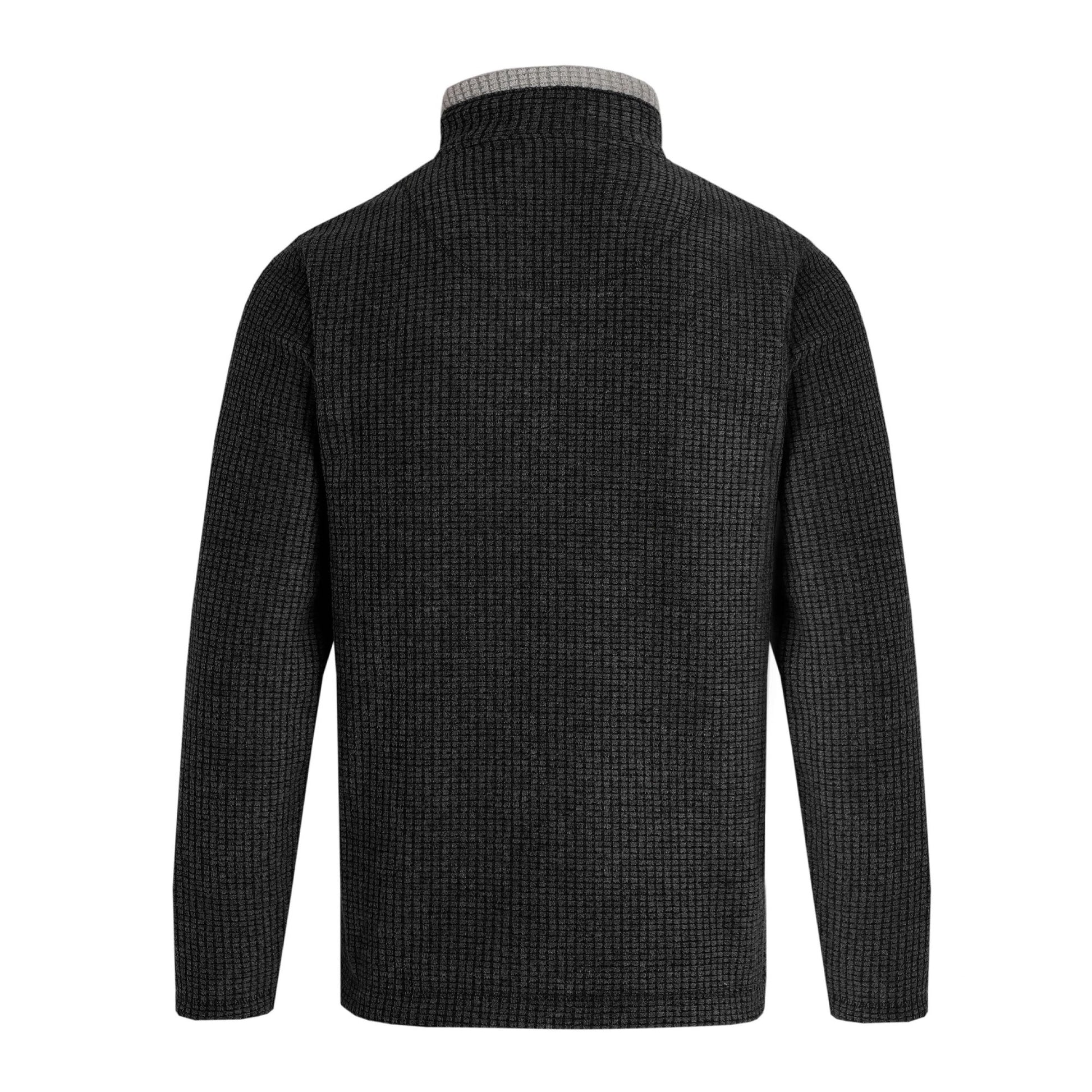 Washed Black - Back - Weird Fish Mens Newark Grid Eco Friendly Quarter Zip Fleece Top