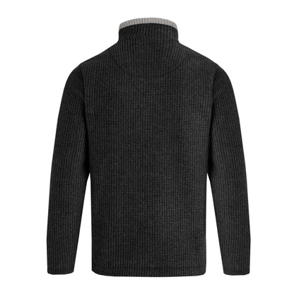 Washed Black - Back - Weird Fish Mens Newark Grid Eco Friendly Quarter Zip Fleece Top