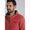 Barberry Red Marl - Close up - Weird Fish Mens Newark Grid Eco Friendly Quarter Zip Fleece Top