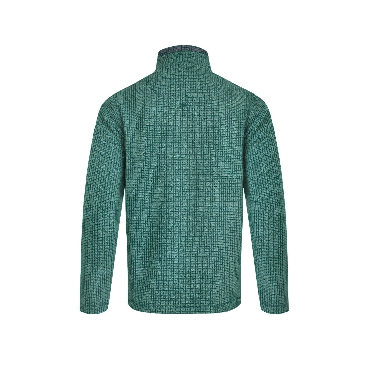 Leaf Green - Back - Weird Fish Mens Newark Grid Eco Friendly Quarter Zip Fleece Top