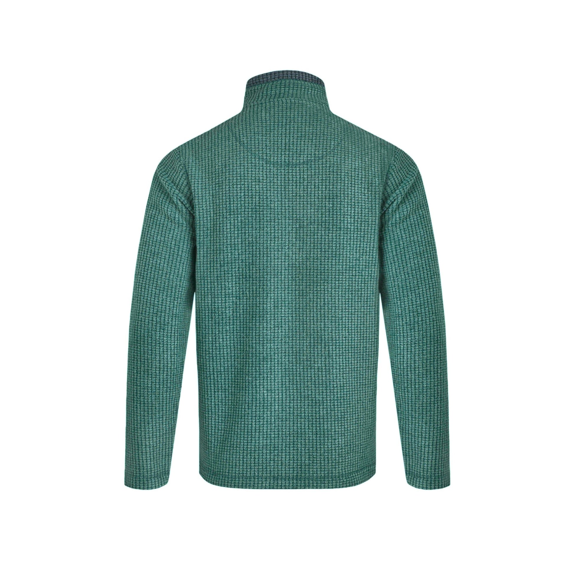 Leaf Green - Back - Weird Fish Mens Newark Grid Eco Friendly Quarter Zip Fleece Top
