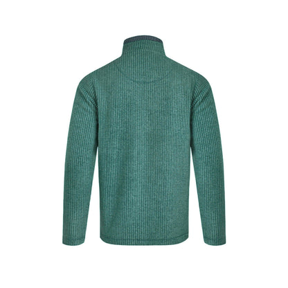 Leaf Green - Back - Weird Fish Mens Newark Grid Eco Friendly Quarter Zip Fleece Top