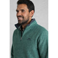 Leaf Green - Close up - Weird Fish Mens Newark Grid Eco Friendly Quarter Zip Fleece Top