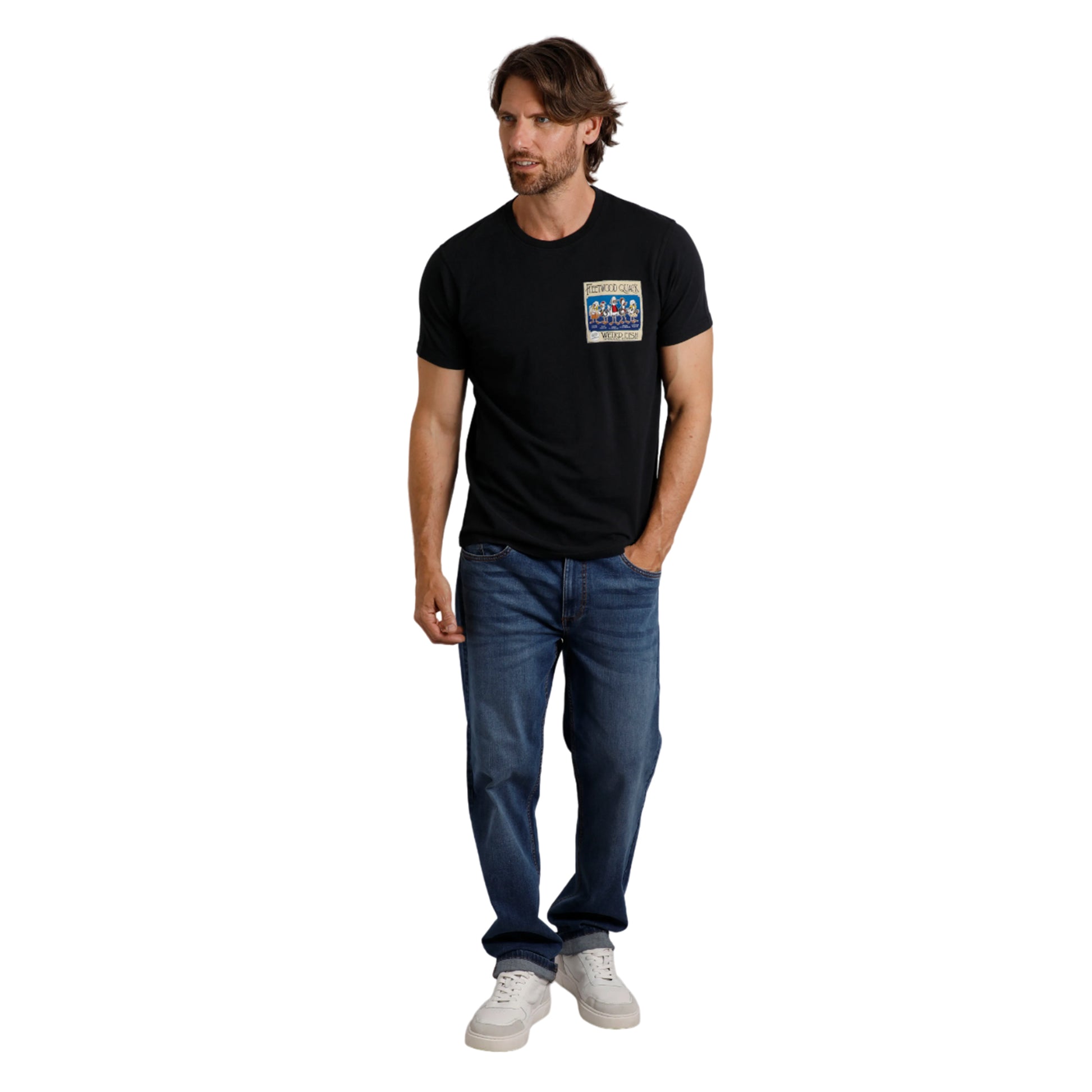 Black - Side - Weird Fish Mens Fleetwood Quack Marble Wash T-Shirt
