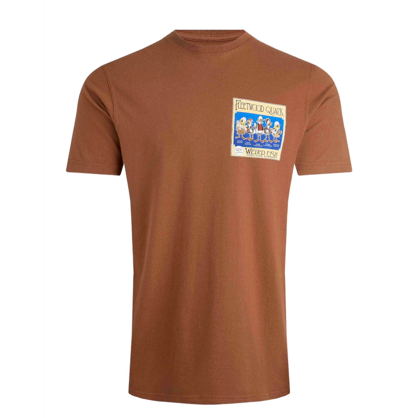 Chestnut - Front - Weird Fish Mens Fleetwood Quack Marble Wash T-Shirt