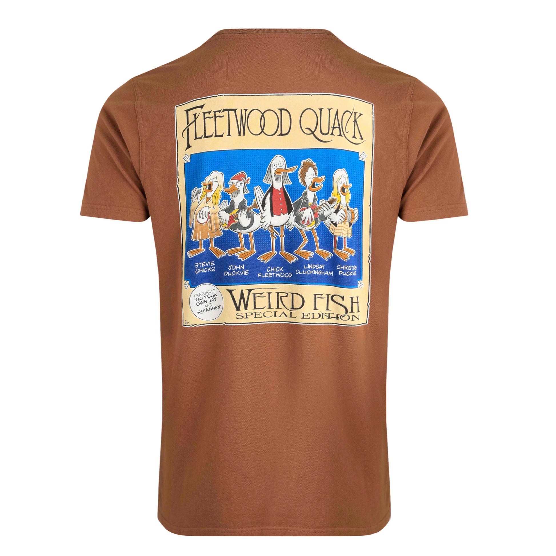 Chestnut - Back - Weird Fish Mens Fleetwood Quack Marble Wash T-Shirt