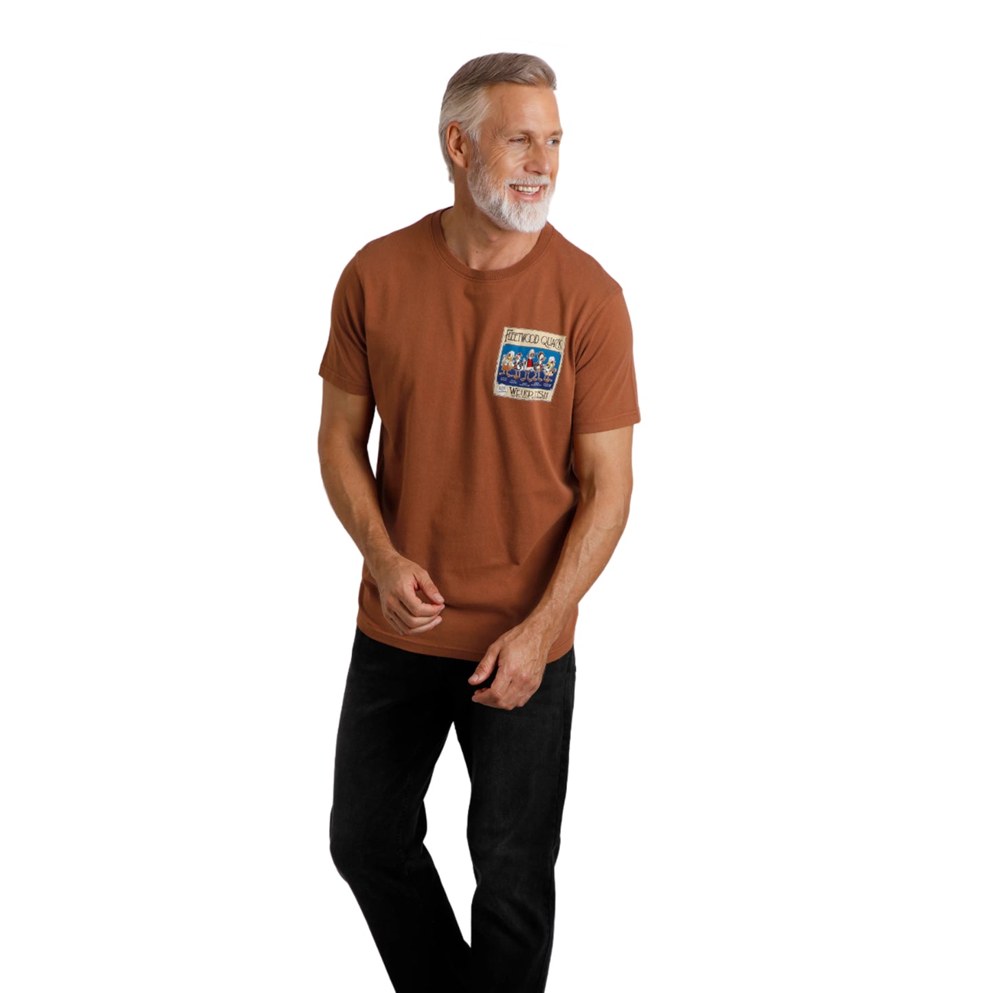 Chestnut - Side - Weird Fish Mens Fleetwood Quack Marble Wash T-Shirt