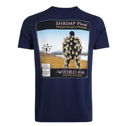 Dark Blue - Back - Weird Fish Mens Shrimp Floyd Back Print Marble Wash T-Shirt