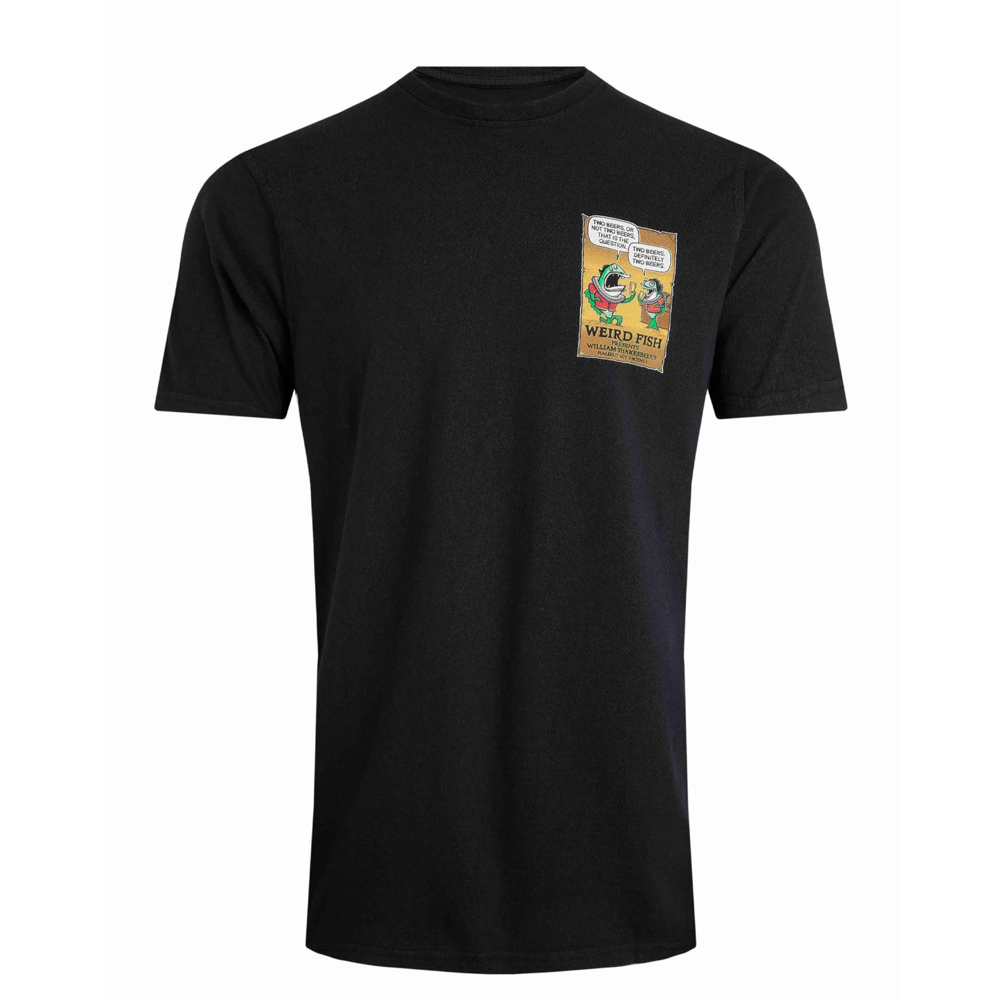 Black - Front - Weird Fish Mens Two Beers Back Print Marble Wash T-Shirt