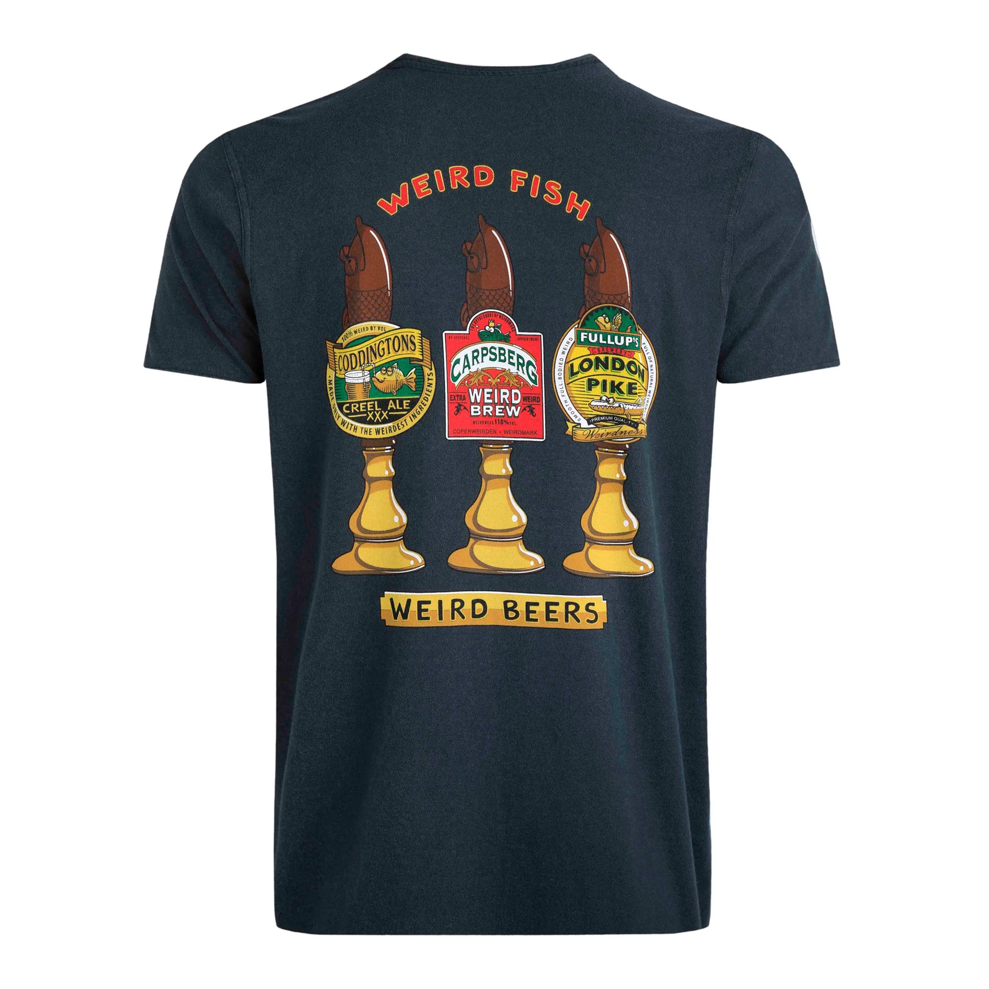 Navy - Back - Weird Fish Mens Weird Beers Back Print Marble Wash T-Shirt