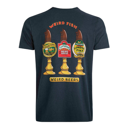 Navy - Back - Weird Fish Mens Weird Beers Back Print Marble Wash T-Shirt