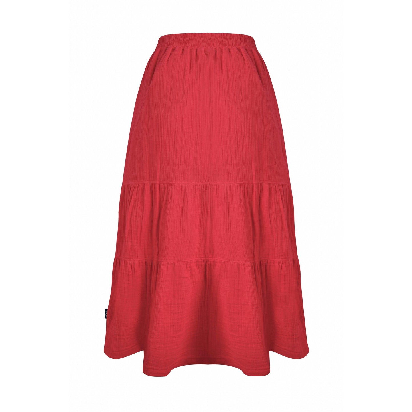 Crimson - Back - Weird Fish Womens-Ladies Lathika Tiered Organic Cotton Midi Skirt