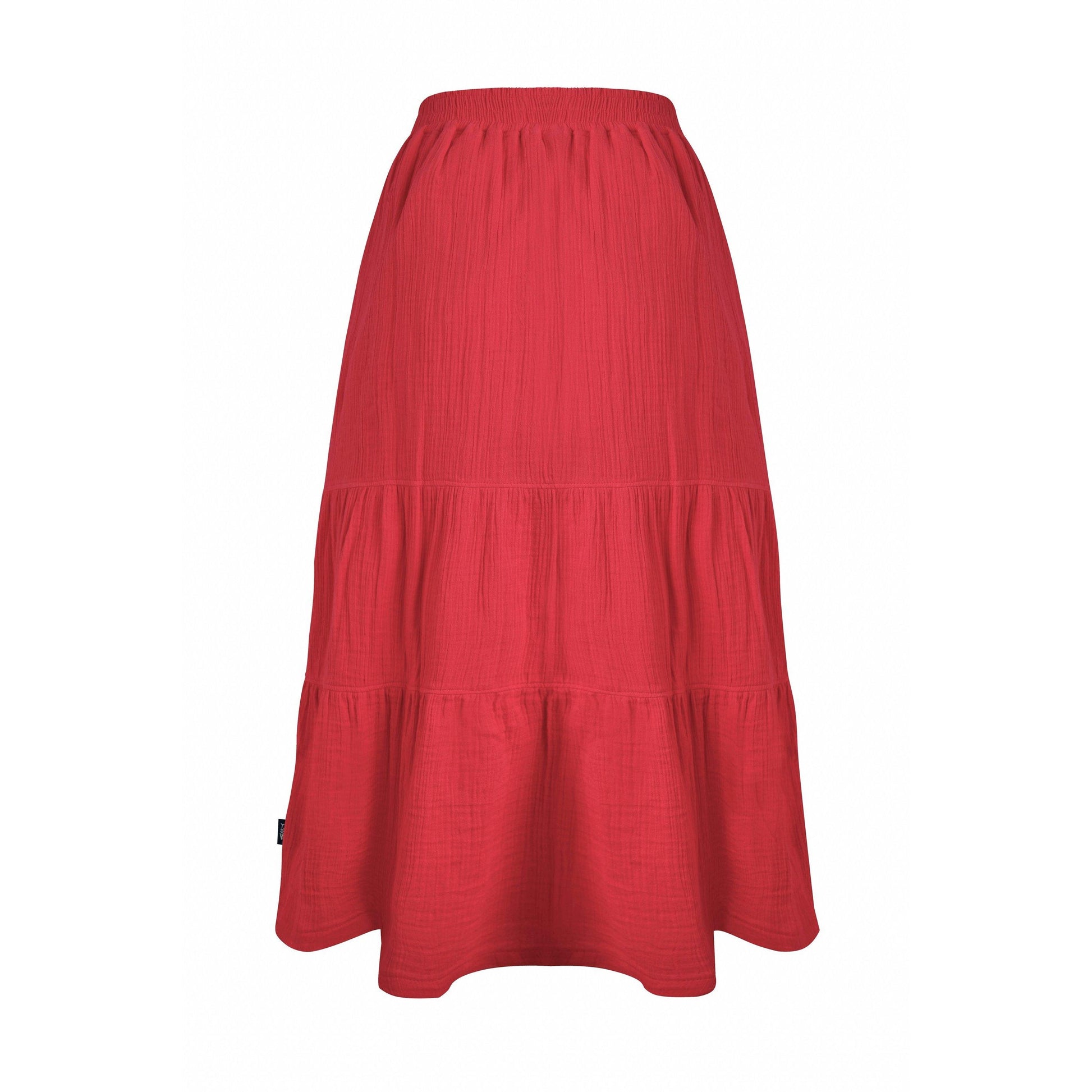 Crimson - Back - Weird Fish Womens-Ladies Lathika Tiered Organic Cotton Midi Skirt